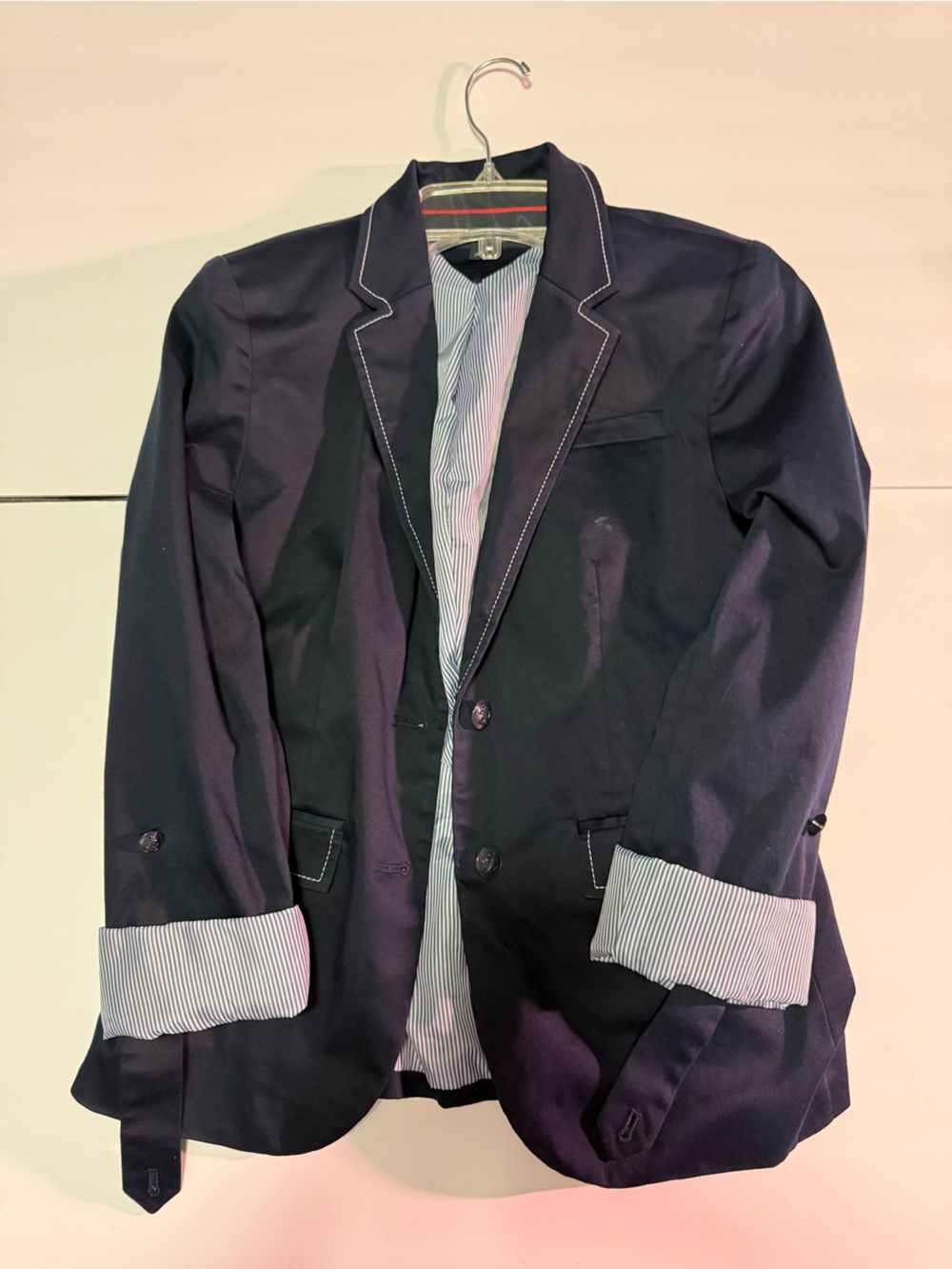 Tommy Hilfiger Navy Lightweight Blazer with Striped Lining